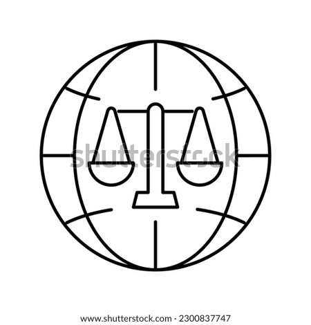 international jurisprudence line icon vector. international jurisprudence sign. isolated contour symbol black illustration