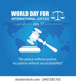 International Justice Day concept with World Day for International Justice text. Poster banner template design.