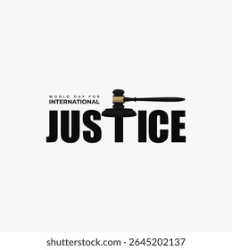 Conceito do Dia Internacional da Justiça com texto do Dia Mundial da Justiça Internacional
