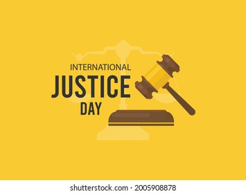 International Justice Day Vector Illustration. judge hummer, flat design vector ilustration on isolated background.