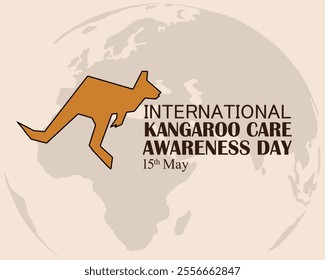 International Kangaroo awareness Day ,15th may. Creative illustration design for Card ,banner, poster and social media templates, Background. Vector illustration.