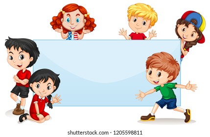 International kids blank banner illustration