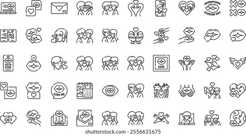 International kissing day icons High-Quality Vector Icons Collection with Editable Stroke. Ideal for Professional and Creative Projects.