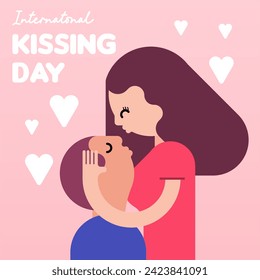 International Kissing Day Illustration Background. Kissing Day Banner Background