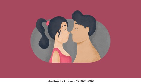 International Kissing Day Illustration with Water Color Effect. International Day of Kissing Banner Vector.