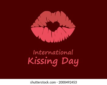 international kissing day . pink lips illustration art can be use as a poster, banner, template .