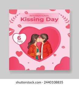  international kissing day social media post vector flat design