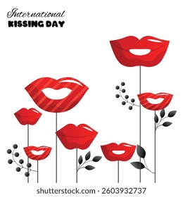 International kissing day, vector cartoon illustration