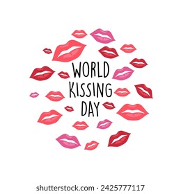 Vector del día internacional del beso. Vector de día de besos. Feliz día de besos. Día mundial del beso.