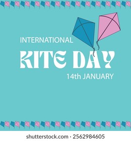 International kite day. 14 january. kite playing. kite day banner, poster, card. holiday concept. vector graphic of international kite day.