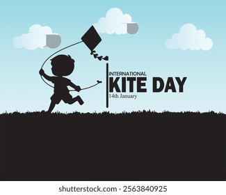 International kite day. 14 January. kit playing. kit day banner, poster, card. holiday concept.