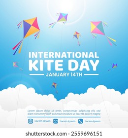 International Kite Day background with kites in the sky