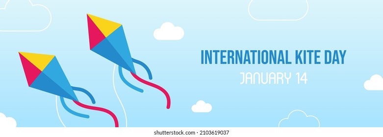 International Kite Day Greeting Card Horizontal Stock Vector (Royalty ...