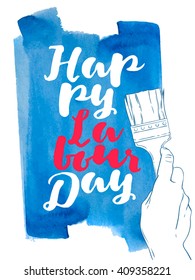 International labor day. The first of may. Illustration of a hand with a brush. 