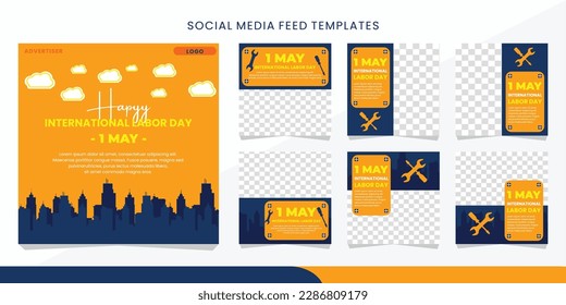 International Labor day greeting design for social media feed, ads, promotion, mobile ads and etc. eps10.