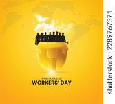 International Labor Day. Happy labour day vector illustration. labour day. may day. Happy Labor vector poster, greetings card, banner design. vector construction helmet. building vector. worker.