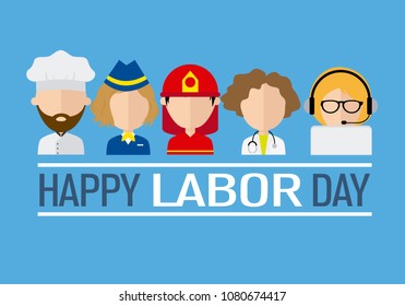 international labor day. icons women and men of different professions