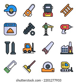 International Labor day and Industry tool icon set. Flat vector design.