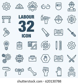 International Labor Day And Industry Tool Icon Set.Flat Vector Flat Linear Design.