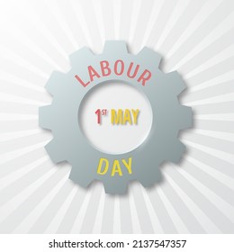 International Labor Day May 1st. Metal 3D gear.