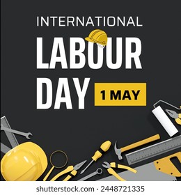 International Labor Day. May 1st labor day. 3D illustration. Labor day post template. Labour day. Black theme
