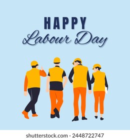 International Labor Day. May 1st labor day. 3D illustration. Labor day blue theme post template. Labour day