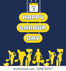 International Labor Day. May 1st labor day. 3D illustration. Labor day post template. Labour day. 1 may