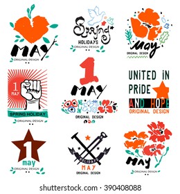 International labor day on 1 may the label. Spring logo. May 1, labor Day logo symbol