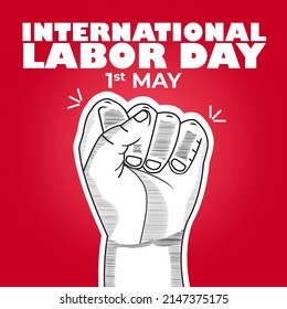 International Labor Day On 1st May called May Day Card Design for Labor and Worker in red and white color. 