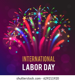 International Labor Day. Poster with salute and inscription.