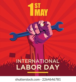 International Labor day vector editable illustration poster