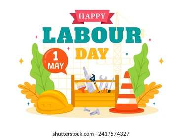 International Labor Day Vector Illustration on 1 May with Different Professions and Thank You to All Workers for Your Hard Work in Flat Background