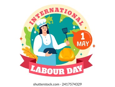 International Labor Day Vector Illustration on 1 May with Different Professions and Thank You to All Workers for Your Hard Work in Flat Background