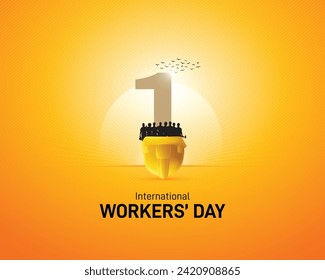 International Labour day 2024. Labor day creative. may day creative concept. world labour day concept. safety helmet vector. 1st may creative. Social Justice and Decent Work for All.