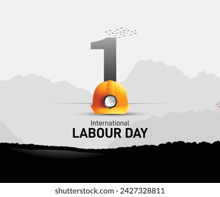 International Labour day creative. Labor day concept. Coal Miner labor creative. may day 2024 social justice concept vector. world workers day social media post, banner, greetings card etc. 