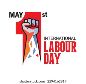 International Labour Day design poster with fist. 1st may celebration illustration