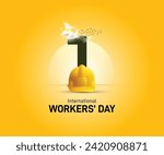 International Labour day. Labor day creative. may day creative concept. world labour day concept vector illustration. safety helmet vector. 1st may creative. 