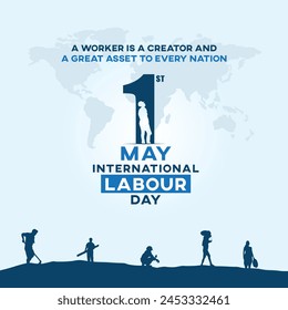 International Labour Day, Labor Day. May 1st. Creative Social Media Design Post Vector Illustration Template