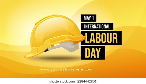 International labour Day May 1 Banner With Safety Helmet Illustration Concept