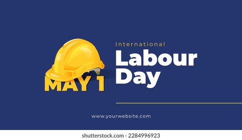 International labour Day May 1 Banner With Safety Helmet Illustration Concept