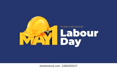 International labour Day May 1 Banner With Safety Helmet Illustration Concept