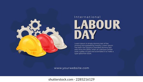 International labour Day May 1 Banner With Safety Helmet Illustration Concept