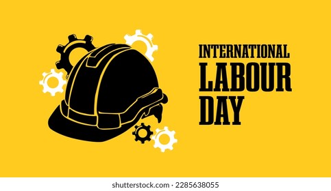 International labour Day May 1 Banner With Safety Helmet Hand Drawn Sketch Illustration Concept