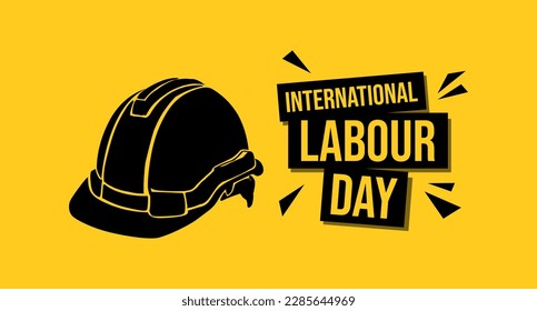 International labour Day May 1 Banner With Safety Helmet Hand Drawn Sketch Illustration Concept