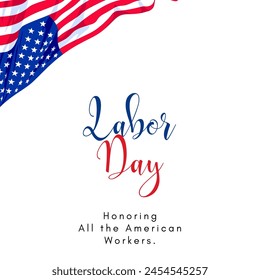 International Labour Day, May 1st. Labor Day celebration with American flags. Solidarity of workers humans of different specialties. Honoring all American workers. 