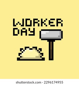 International Labour Day or May Day is celebrated every year on May 1.This design using pixel art style.