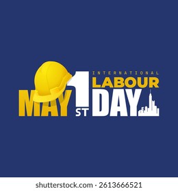 International Labour Day Poster. Labour Day celebration with construction helmet illustration