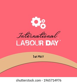 International Labour Day Typography On Pink Background. Setting Sign For Happy Labor Day. 