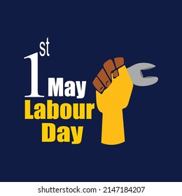 Vektor-Poster des Internationalen Arbeitstags. und Logo Design Happy Labour Day 2022. Arbeitertag am 1. Mai