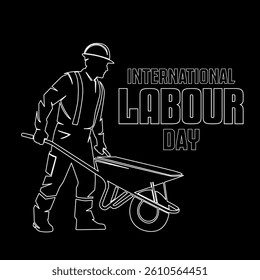 International Labour Day Worker with Wheelbarrow Illustration